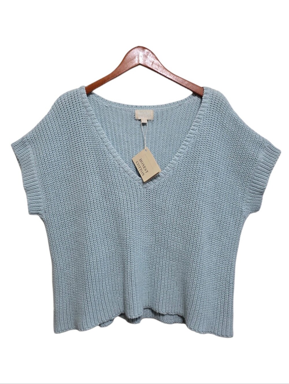 Honest Cotton Kimberley Knit Top in Light Blue OS NWT